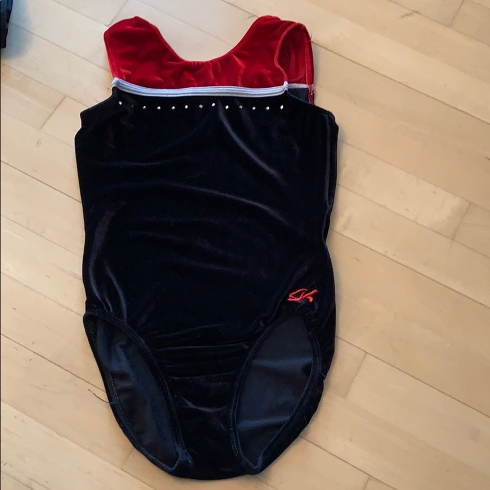 GL velvet black tank gymnastics leotard